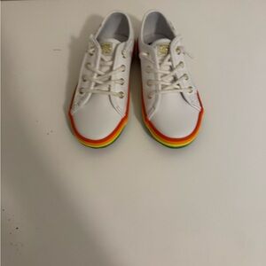 Kids White Rainbow Keds